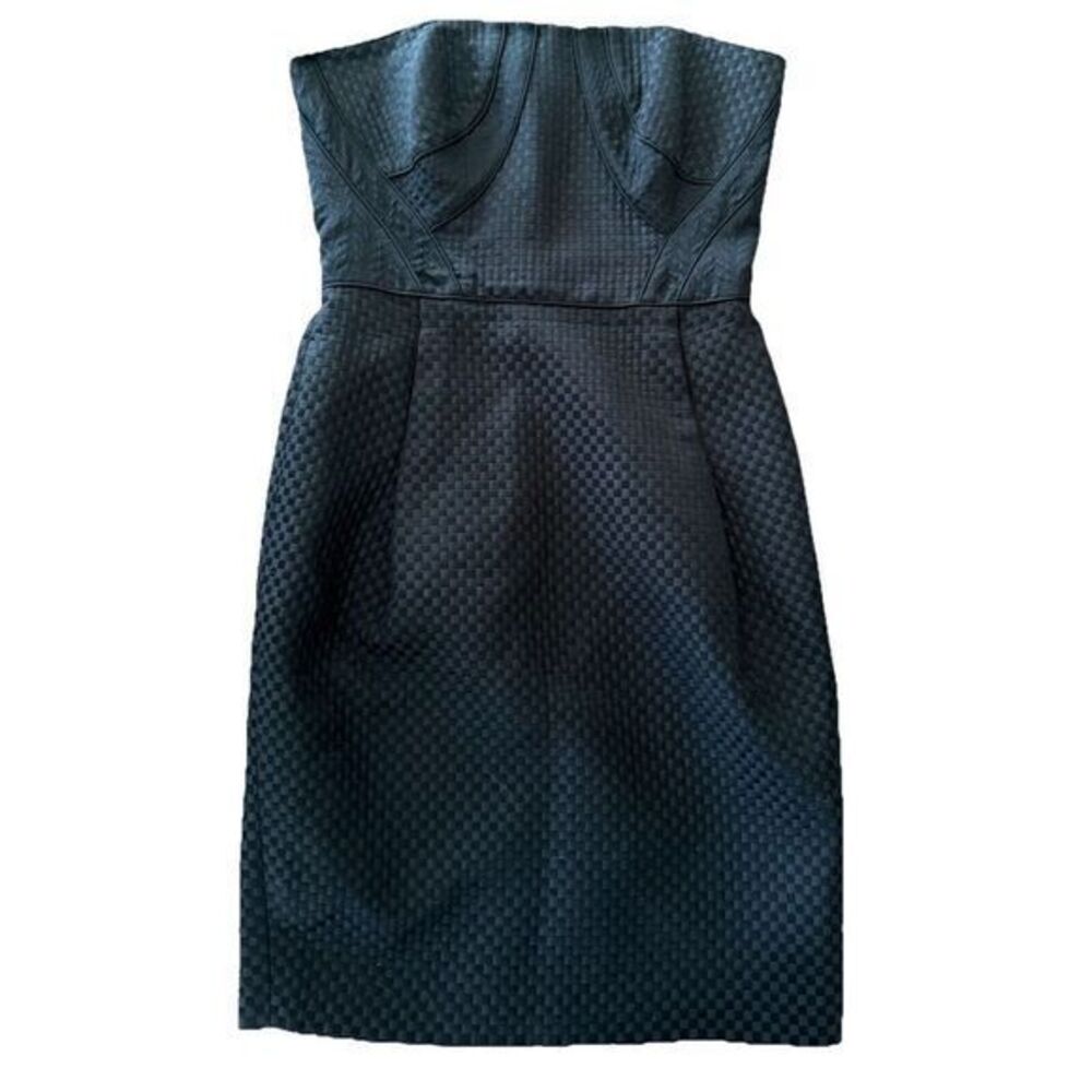 Strenesse Gabriele Strehle Black Silk‎ Cotton Strapless Jacquard Dress Size 6